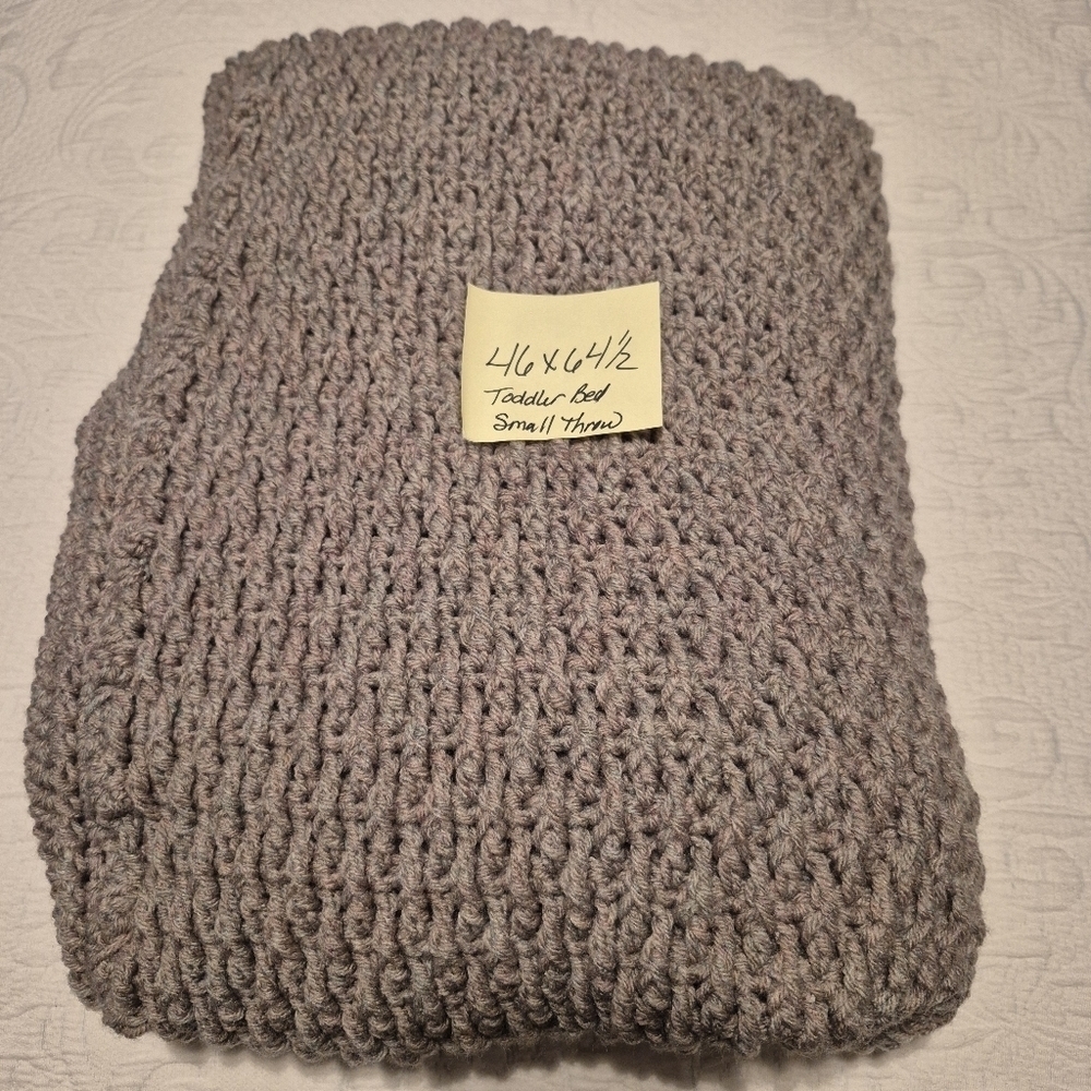 Handcrafted oatmeal color throw, Made in my sf pf home 64 1/2 x 46 child throw